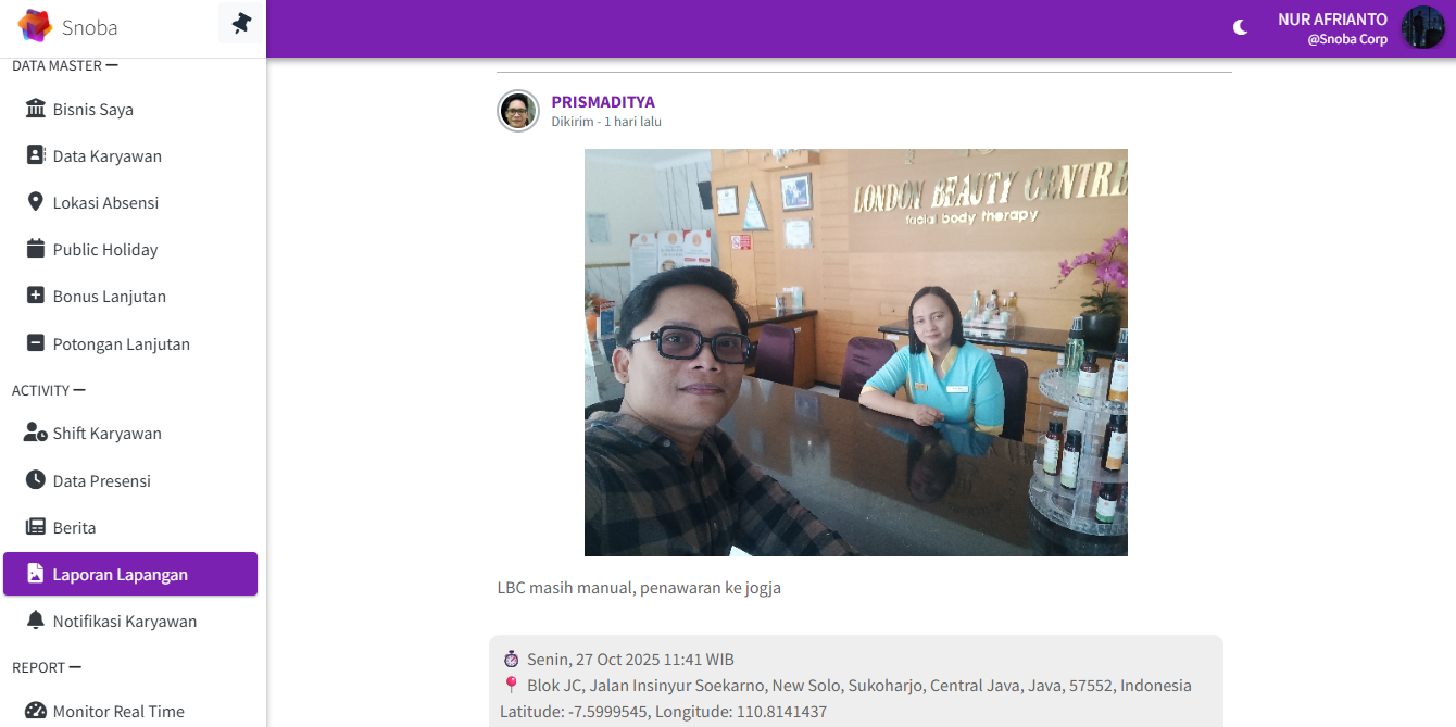 Fitur laporan lapangan