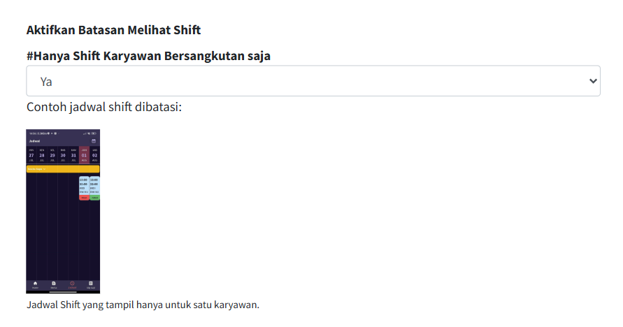 Shift 1 karyawan